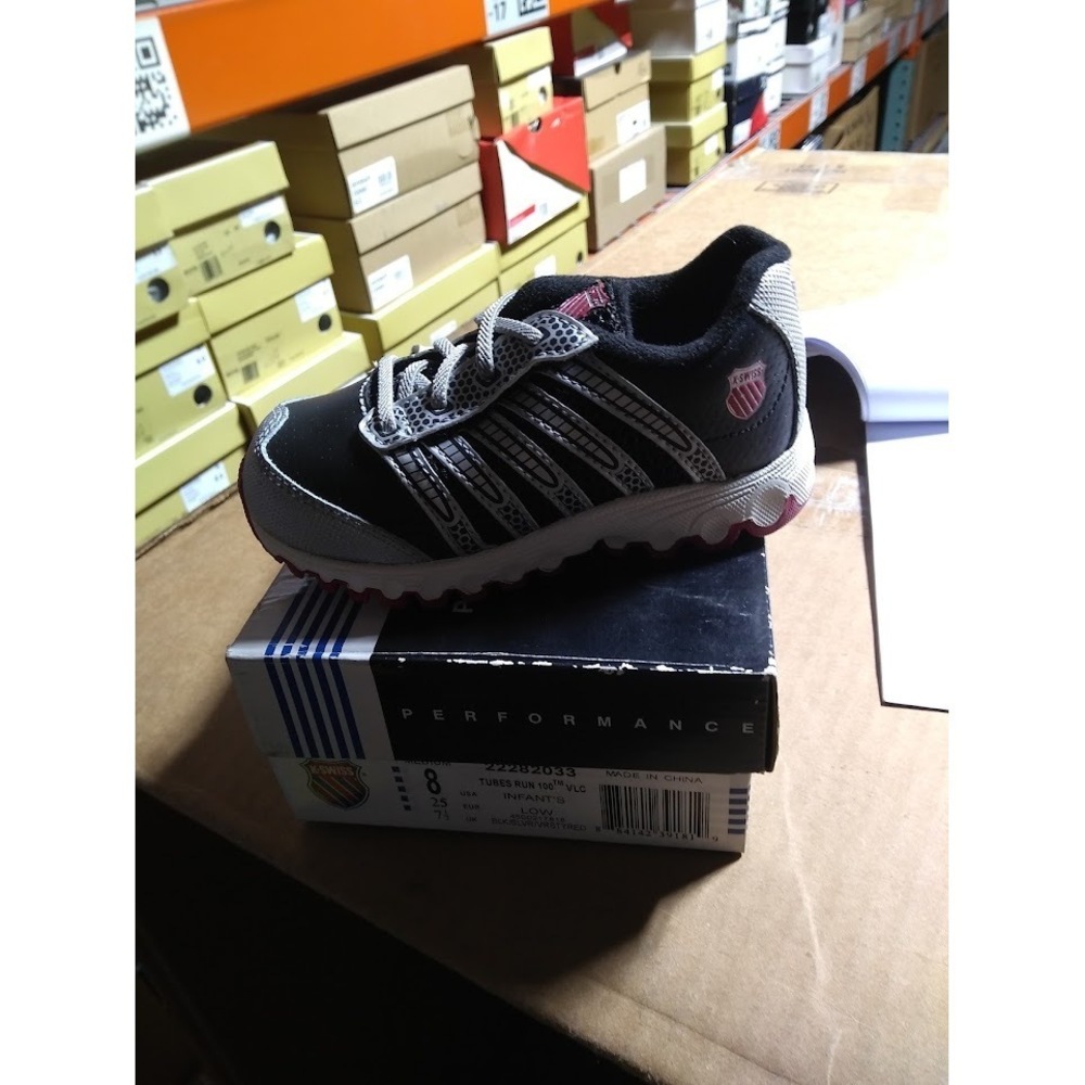 K-Swiss Tubes Run 100 Kid's And Toddler Shoes Black/Silver Varsity Red Size: 8